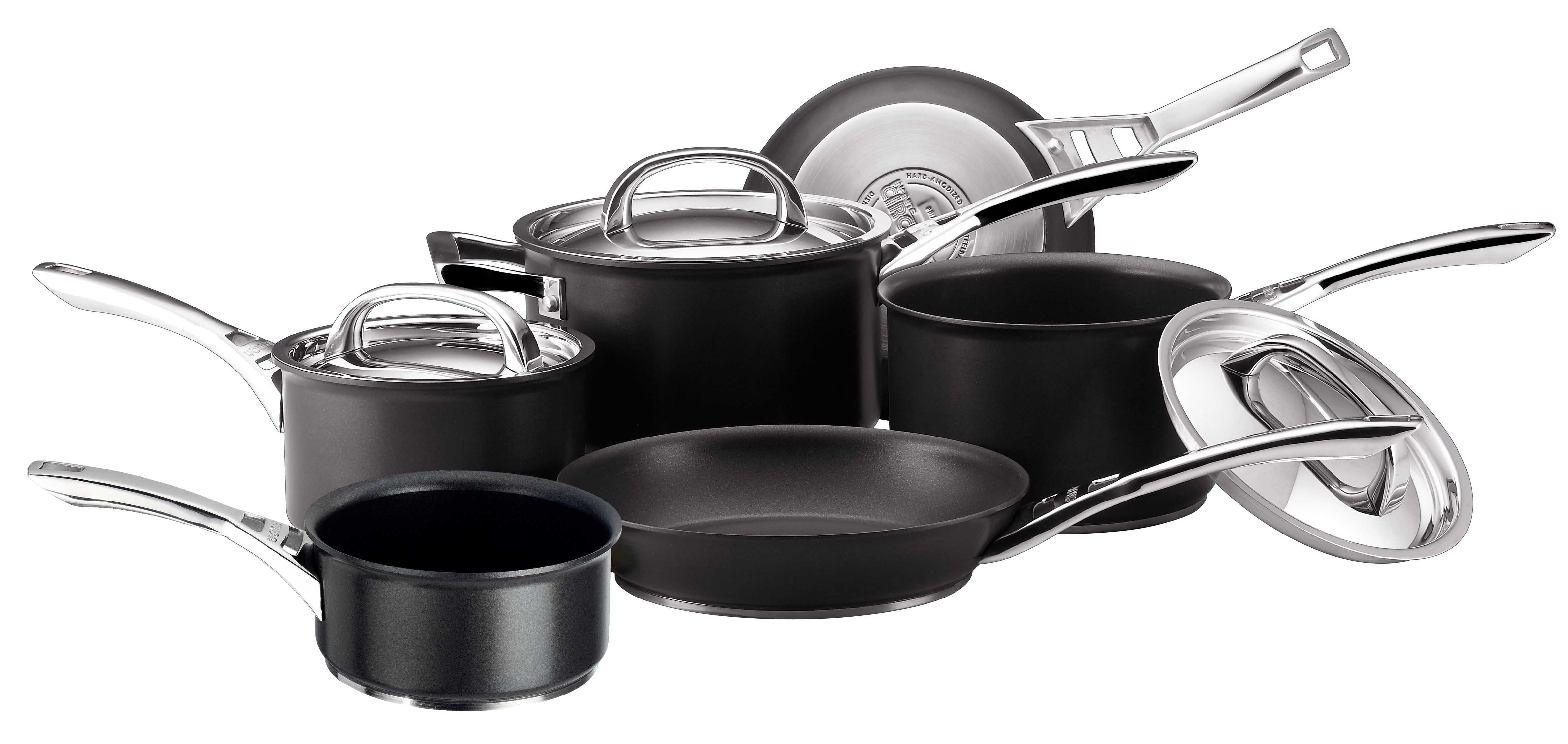 Black 'Infinite' Hard Anodised Aluminium Cookware Set - Pack of 6
