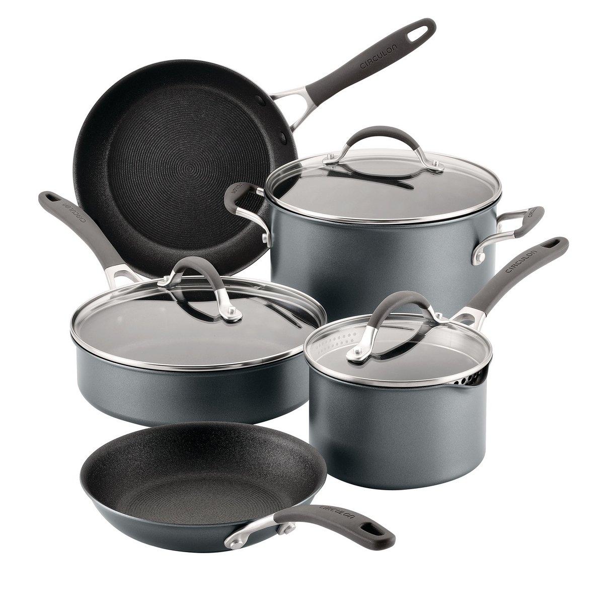 ScratchDefense Extreme Non-Stick Frying Pan, Saucepan, Saute & Stockpot Set - 5 Pieces