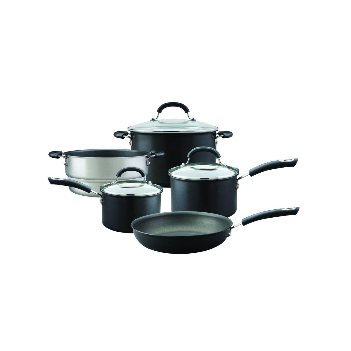 Total Non Stick Cookware Set with Steamer and Frying Pans - Pack of 5