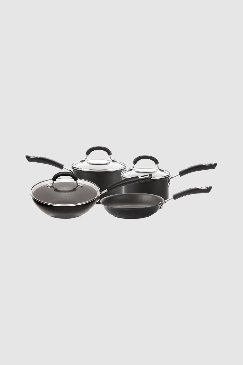Total 4 Piece Cookware Set Non Stick Induction, Dishwasher Safe, Glass Lids, Hard Anodised Aluminium