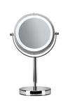 Croydex Freestanding Illuminated Pedestal Mirror, Battery Operated, 3X Magnification, Chrome thumbnail 1