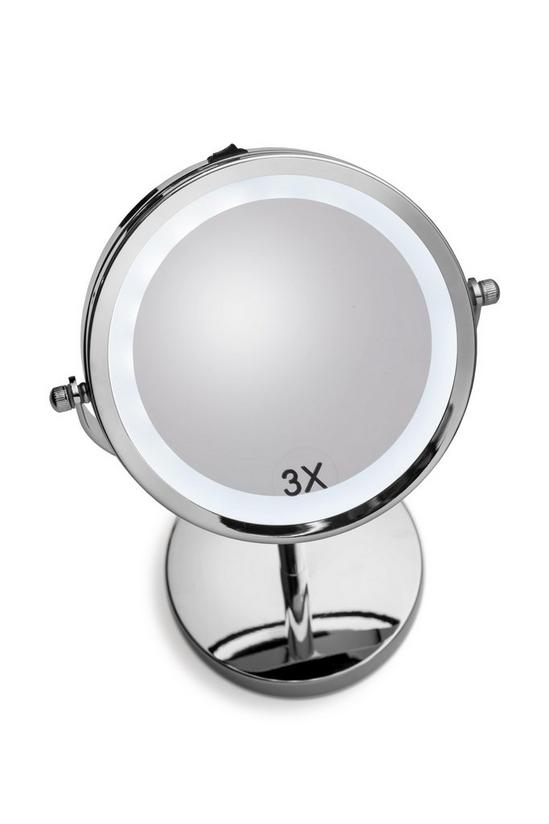 Croydex Freestanding Illuminated Pedestal Mirror, Battery Operated, 3X Magnification, Chrome 6