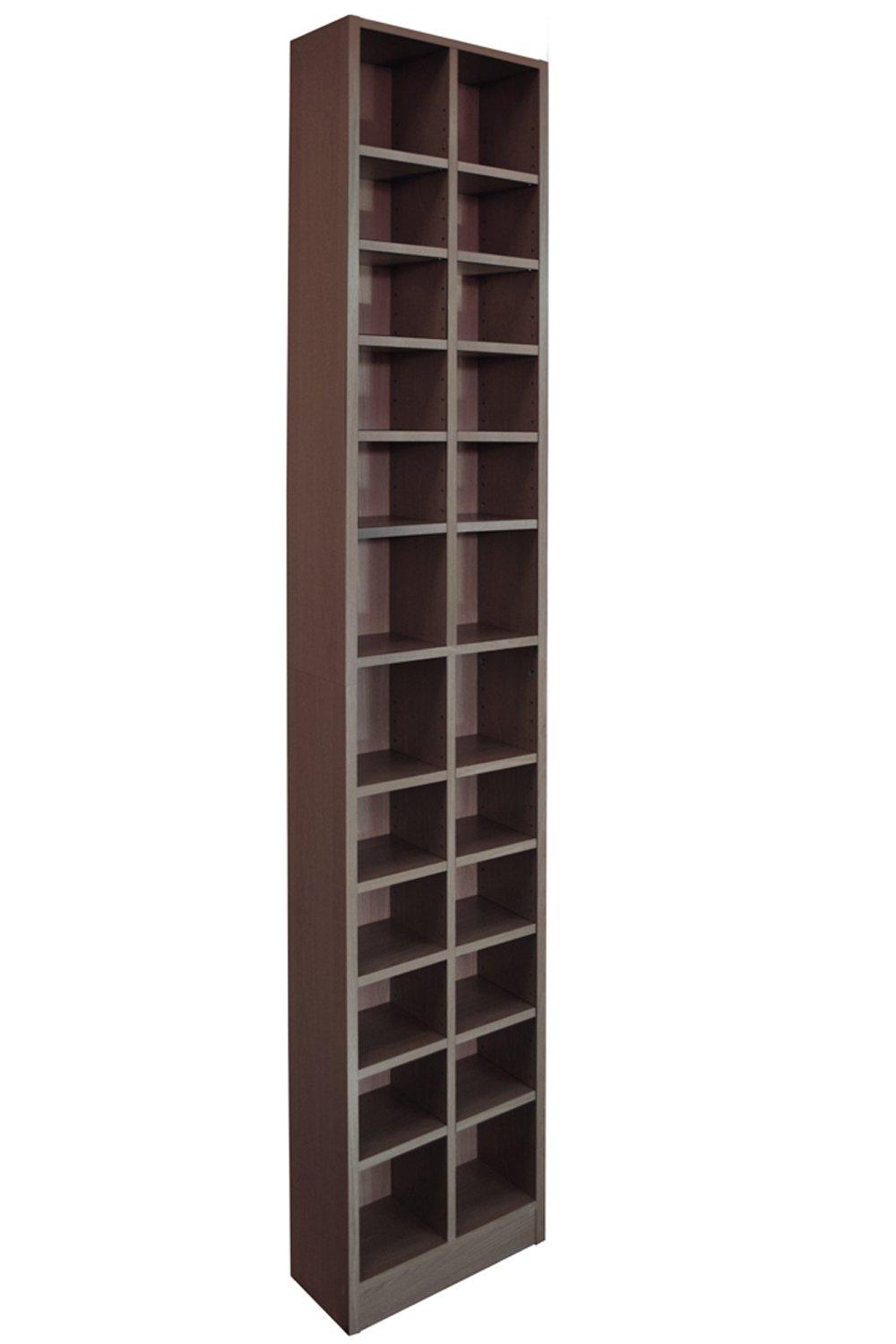 'Block' Tall Sleek 360 Cd / 160 Dvd Media Storage Tower Shelves - Dark Oak