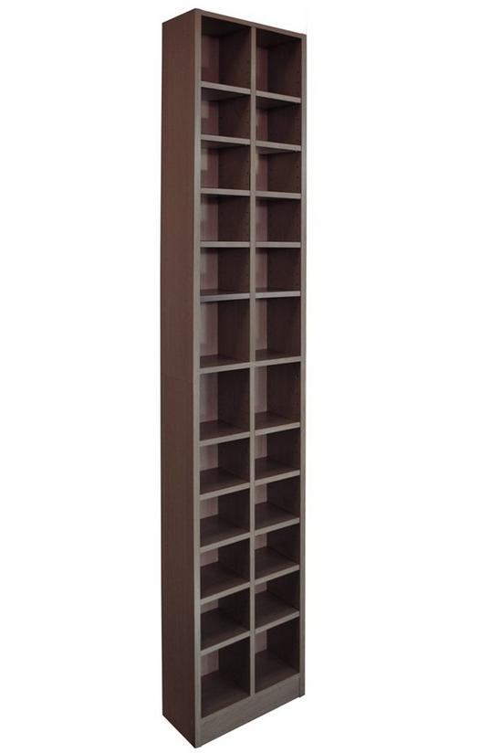 Watsons 'Block' Tall Sleek 360 Cd / 160 Dvd Media Storage Tower Shelves - Dark Oak 1