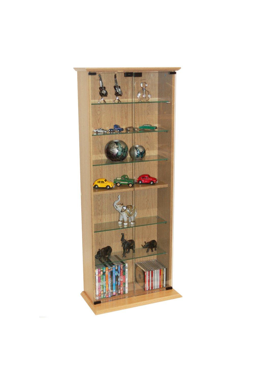 'Boston'  116 Dvd/ 316 Cd Book Storage Shelves Glass  Collectable Display Cabinet  Beech
