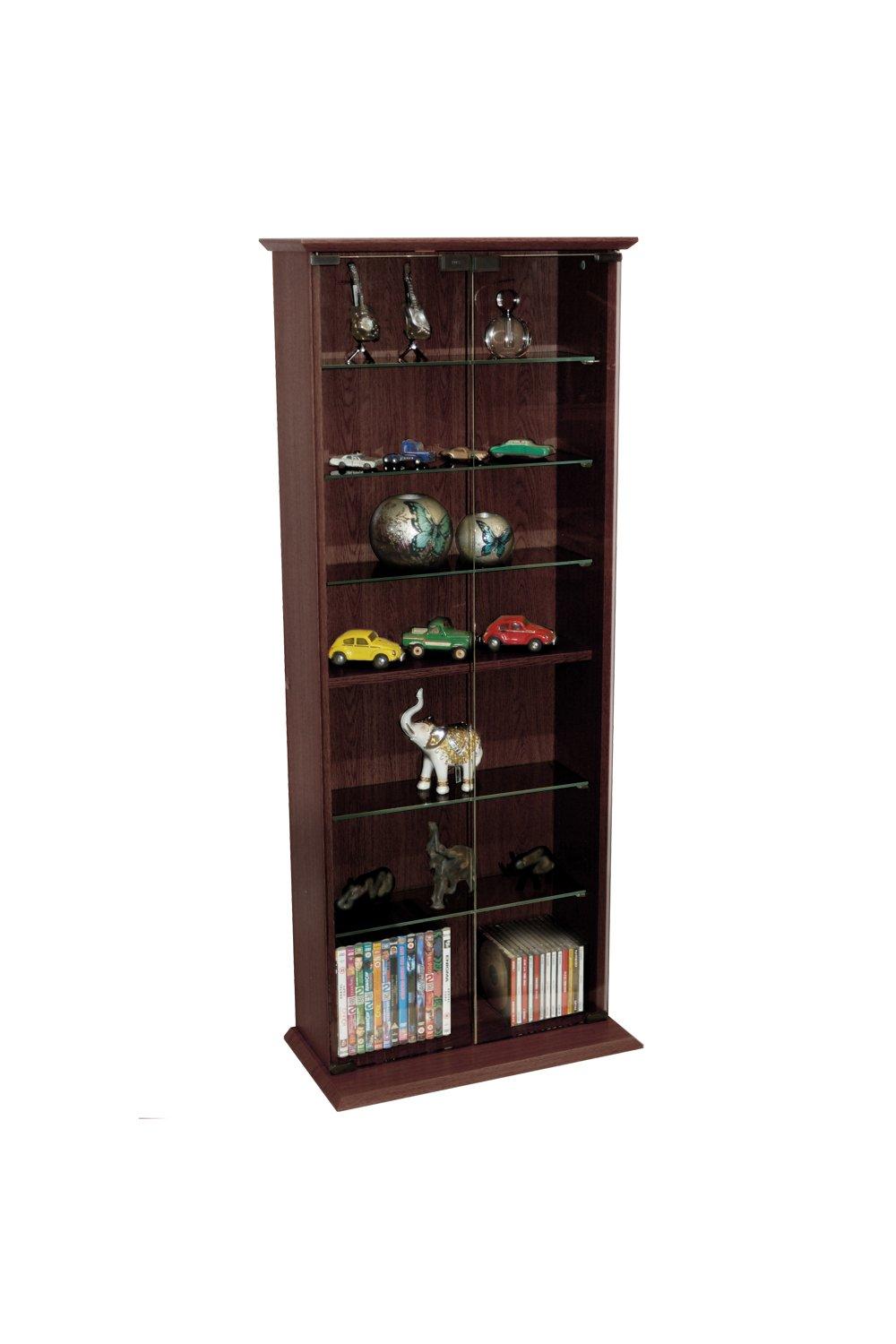 'Boston'  116 Dvd 316 Cd Book Storage Shelves Glass  Collectable Display Cabinet  Dark Oak
