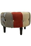 Watsons Plush Patchwork - Round Pouffe Padded Footstool With Wood Legs - Blue  Green  Red thumbnail 2