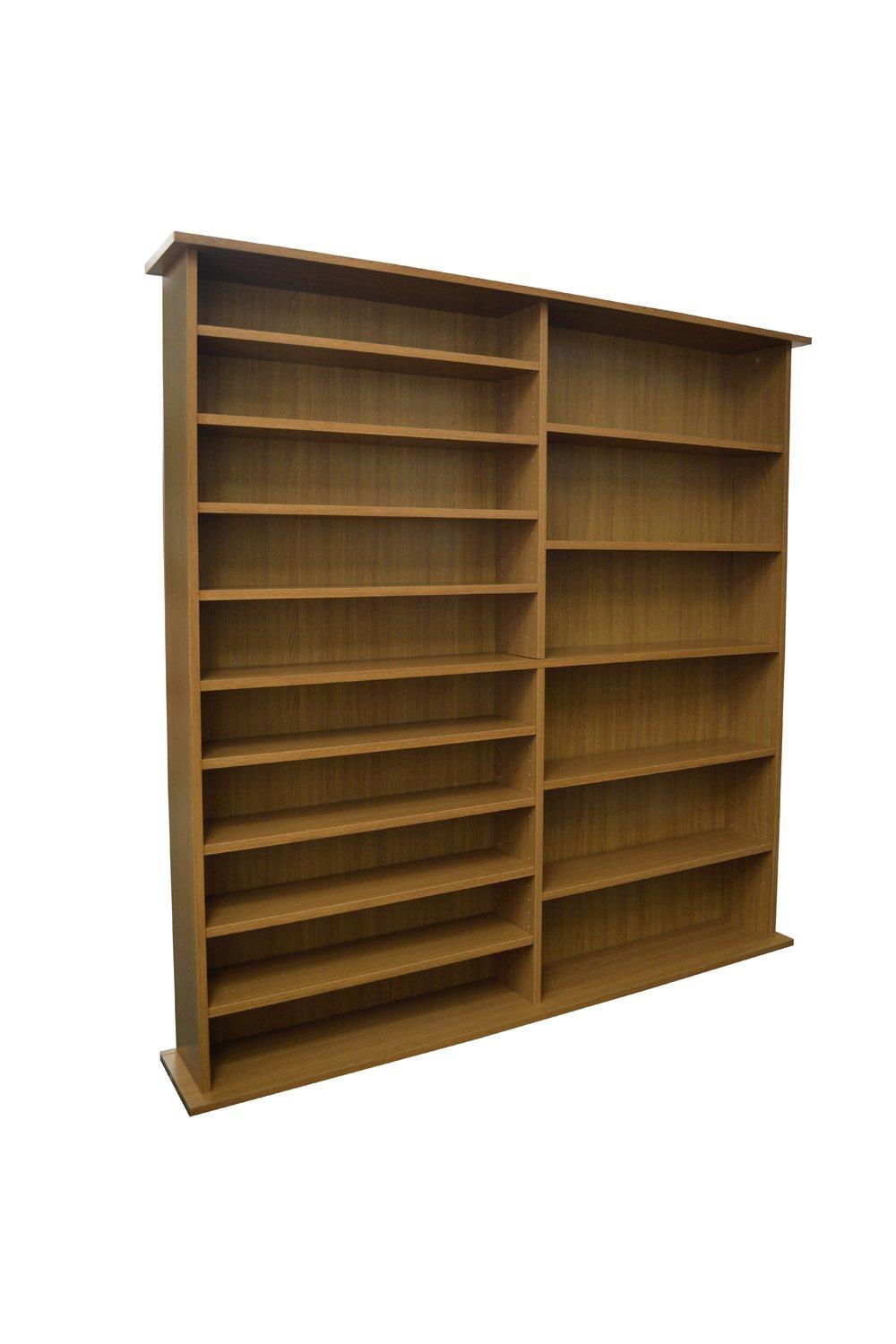 'Extra' - 1300 Cd / 552 Dvd / Large Media Book Storage Shelves - Oak