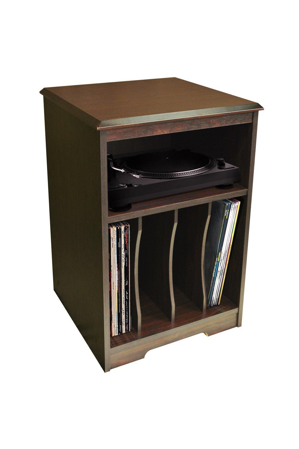 Audio - Turntable / Lp Record / Vinyl Storage Side End / Bedside Table - Walnut