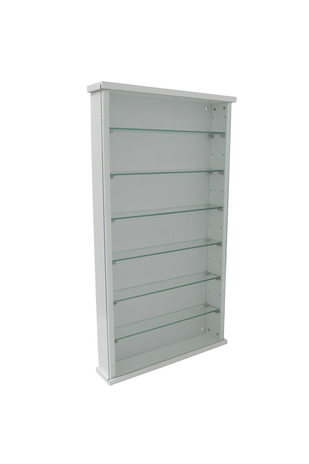 'Exhibit'  Solid Wood 6 Shelf Glass Wall Display Cabinet  White