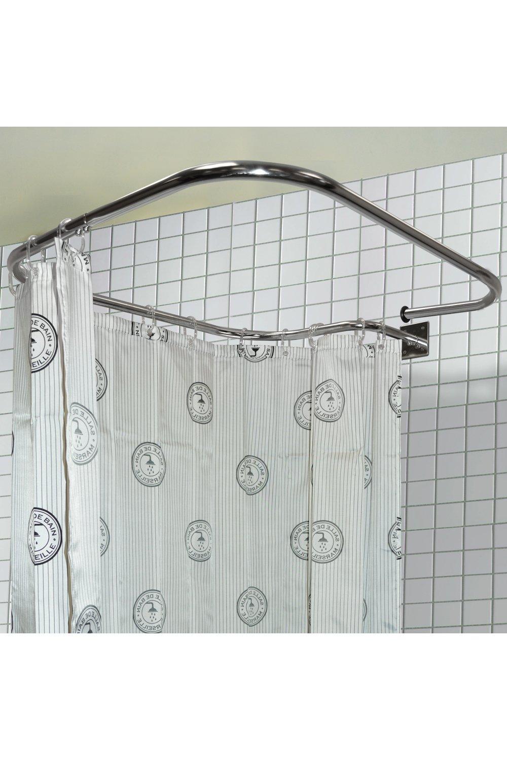 WATSONS 'Loop' Square  Stainless Steel Rectangular Shower Rail And Curtain Rings|silver