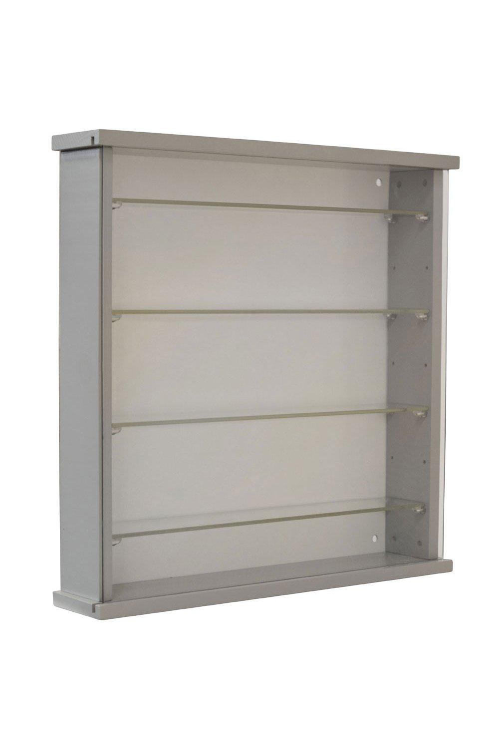 Wood Wall Display Cabinet With 4 Adjustable Glass Shelves  Grey