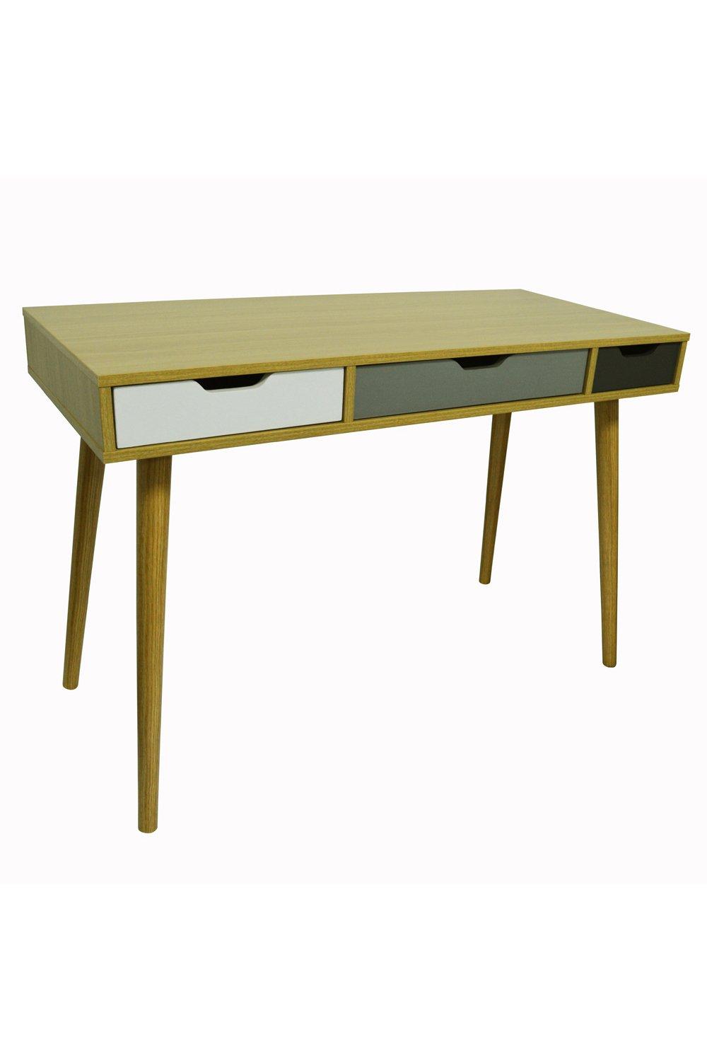 'Industrial' - 2 Drawer Office Computer Desk  Dressing Table - Beech  Multicoloured