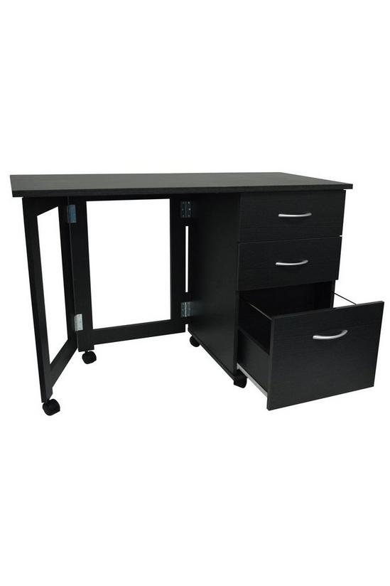Watsons 'Flipp' - 3 Drawer Folding Office Storage Filing Desk  Workstation - Black 2