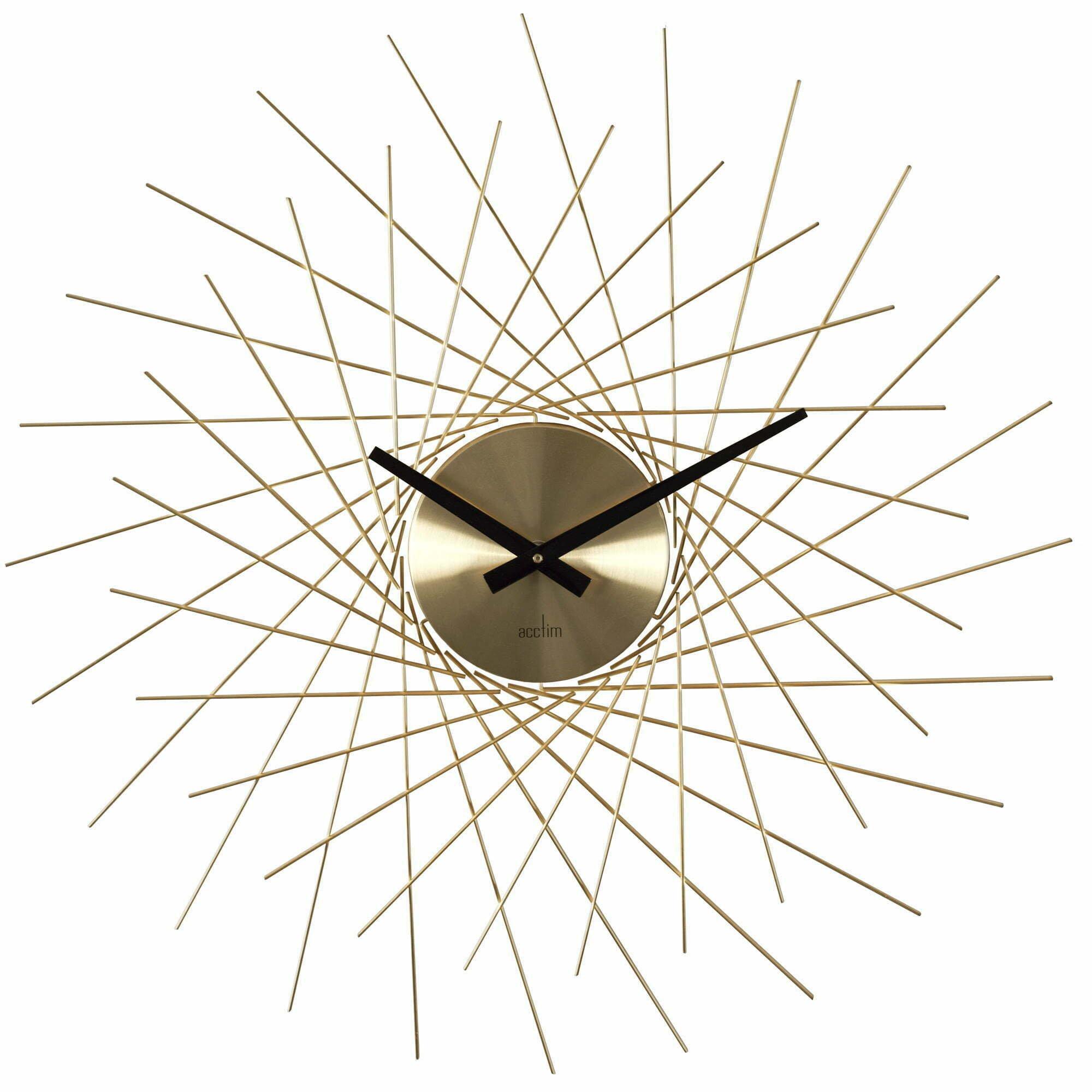 Lohne Large Wall Clock Quartz Spoke Geometric Spun Metal 50cm