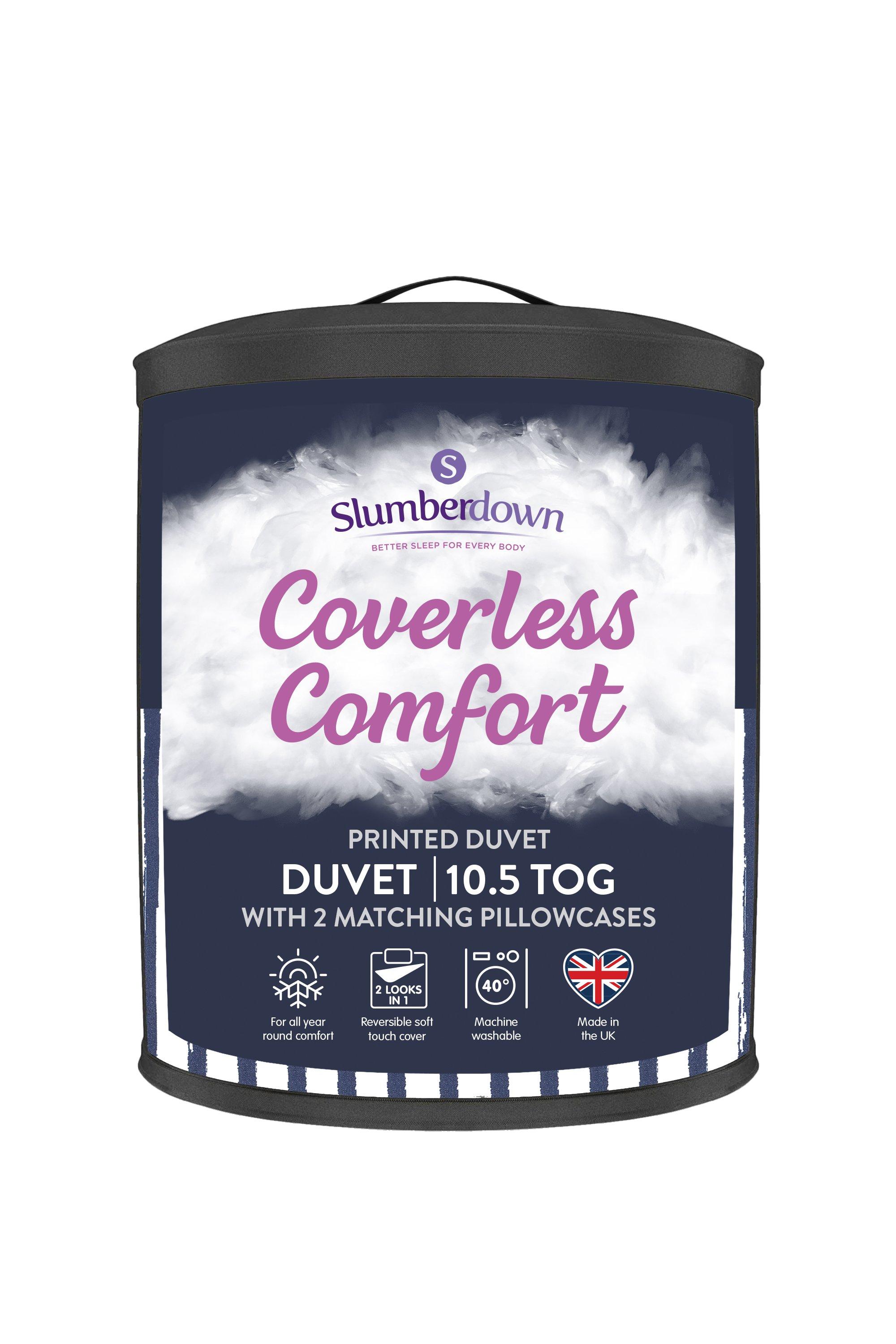 Coverless Comfort Printed Stripe Navy 10.5 Tog Duvet