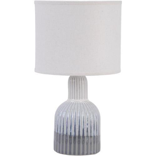 Grey Porcelain Lamp with Ribbed Detailing and White Shade, Large  E27 60W
