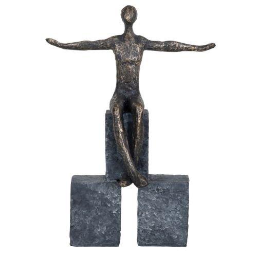 Bronze Blocks Sitting Woman Sculpture