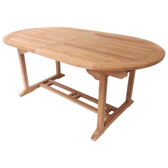 Charles Bentley Solid Wooden Teak Garden Patio Oval 6-8 Seater Extendable Table 6
