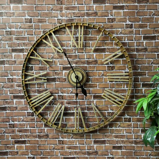 Charles Bentley Extra Large 95cm Outdoor Skeleton Wall Clock Bronze 3