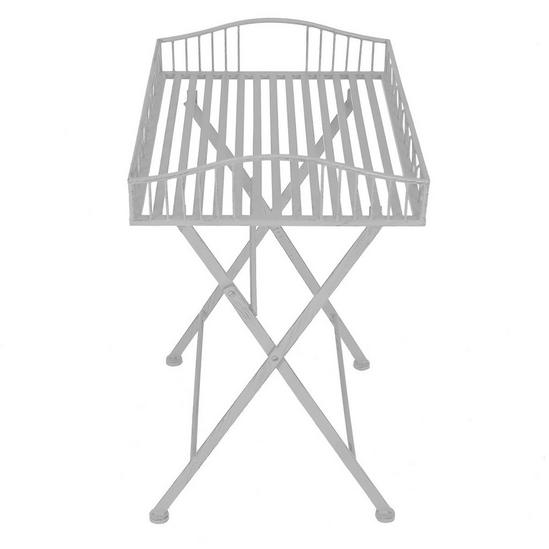 Charles Bentley Wrought Decorative Iron Garden Side Table - Grey 2