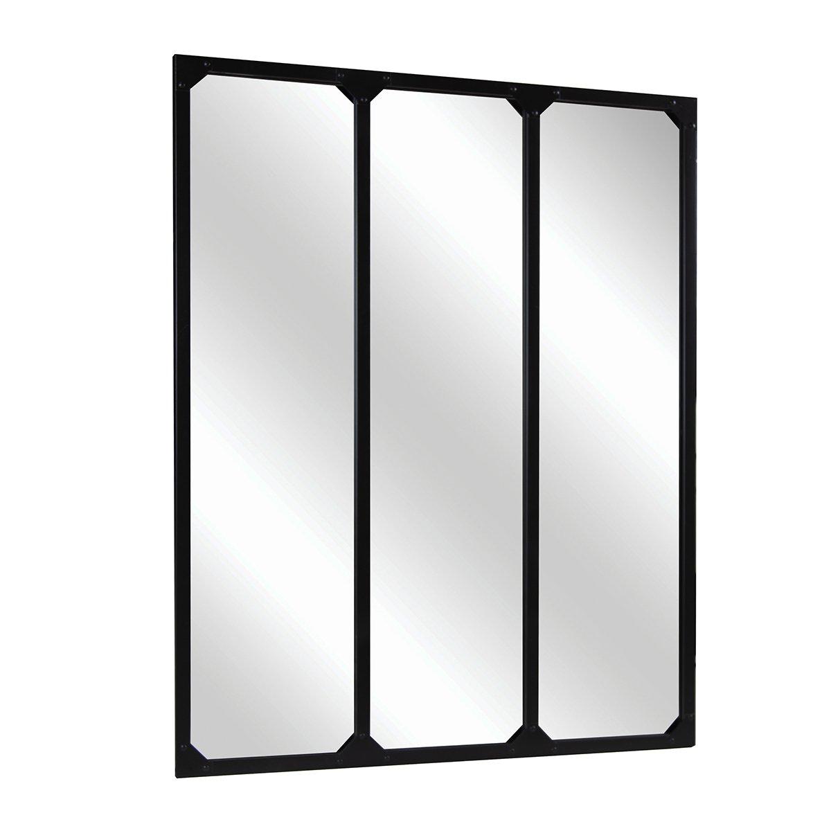 Large Industrial Urban Wrought Iron Square Panel Mirror 95x120cm