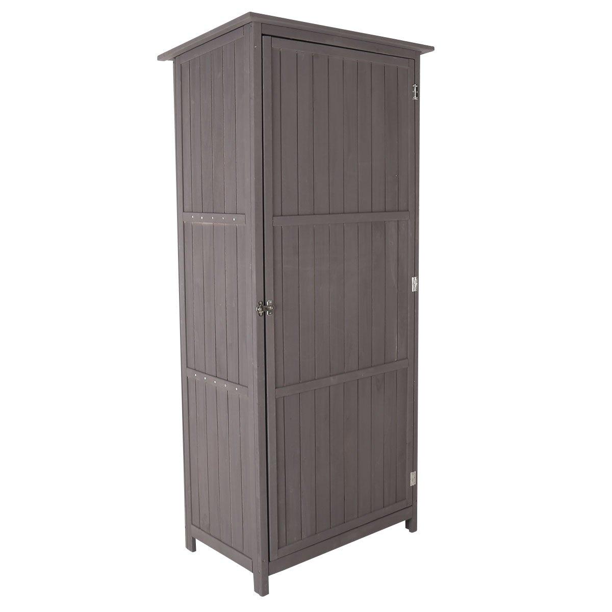 Wooden Storage Shed - Grey H190 x D56 x W86cm Tall Outdoor