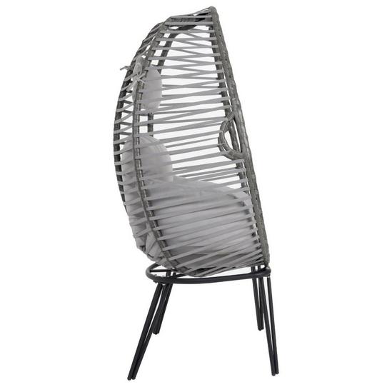 Charles Bentley Egg Shaped Chair Wicker & Rope Basket Grey Outdoor Furniture 2