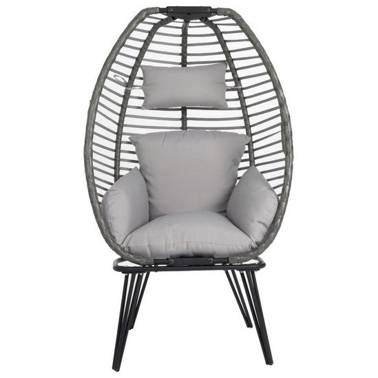 Charles Bentley Egg Shaped Chair Wicker & Rope Basket Grey Outdoor Furniture 4