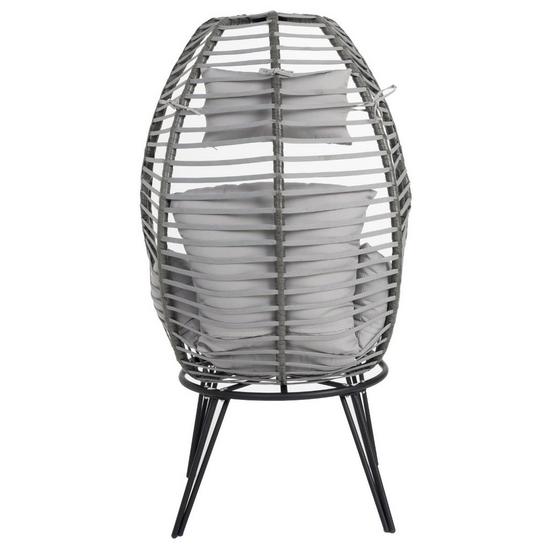 Charles Bentley Egg Shaped Chair Wicker & Rope Basket Grey Outdoor Furniture 5