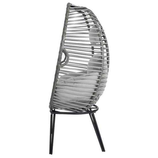 Charles Bentley Egg Shaped Chair Wicker & Rope Basket Grey Outdoor Furniture 6