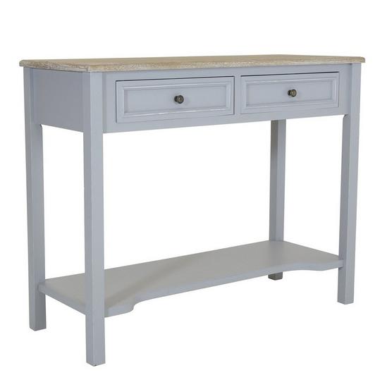 Charles Bentley Loxley 2 Drawer Wooden Storage Console Hallway Table Grey 1