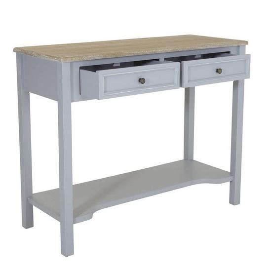 Charles Bentley Loxley 2 Drawer Wooden Storage Console Hallway Table Grey 2