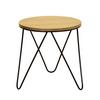 Charles Bentley Round Wood & Metal Hairpin Industrial Bed Side Table thumbnail 1