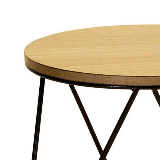 Charles Bentley Round Wood & Metal Hairpin Industrial Bed Side Table 2
