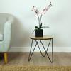 Charles Bentley Round Wood & Metal Hairpin Industrial Bed Side Table thumbnail 3