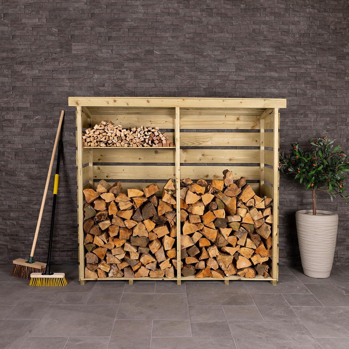 Nordic Spruce Wood Double Log Store Firewood Storage Heavy
