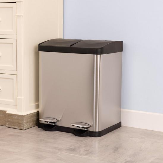 Charles Bentley Stainless Steel 30L Recycle Pedal Bin with 2 Compartments 2