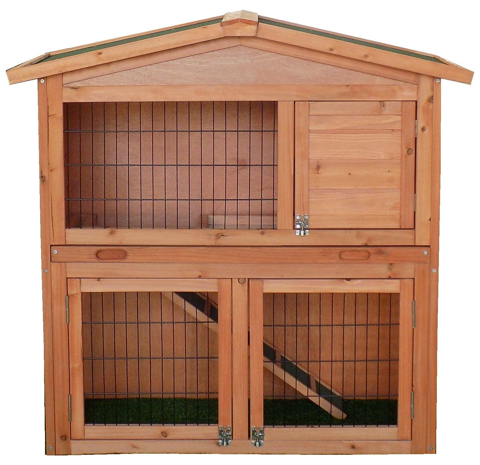 Two Storey Pet Hutch With Play Area Grey/Light Brown