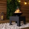 Charles Bentley Fire Pit with Metal Fire Bowl and Square Concrete base thumbnail 1