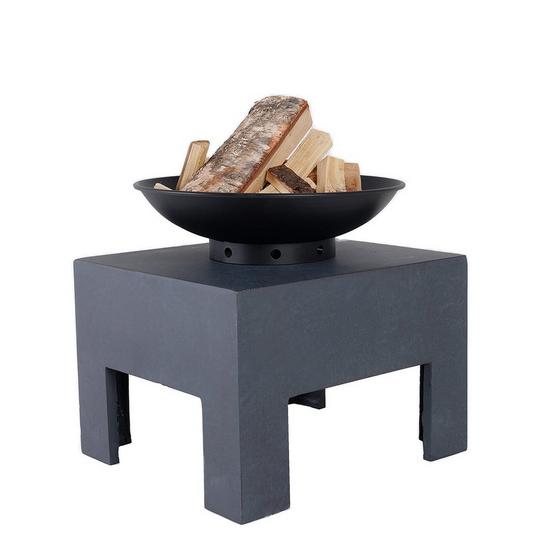 Charles Bentley Fire Pit with Metal Fire Bowl and Square Concrete base 3