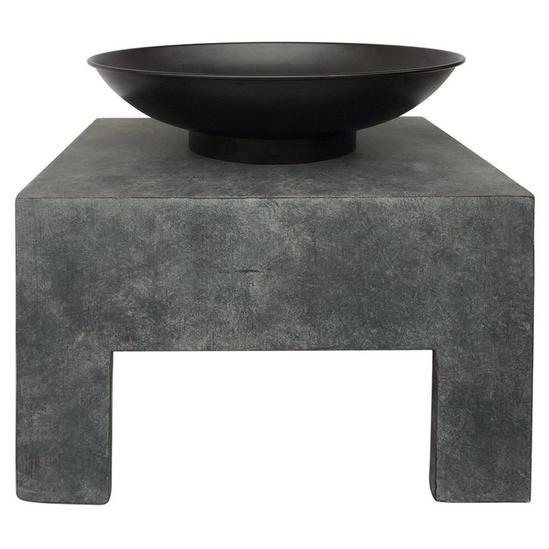 Charles Bentley Fire Pit with Metal Fire Bowl and Square Concrete base 5