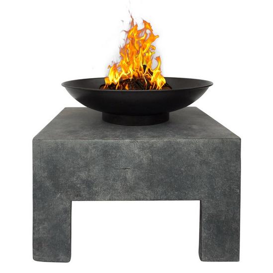 Charles Bentley Fire Pit with Metal Fire Bowl and Square Concrete base 6