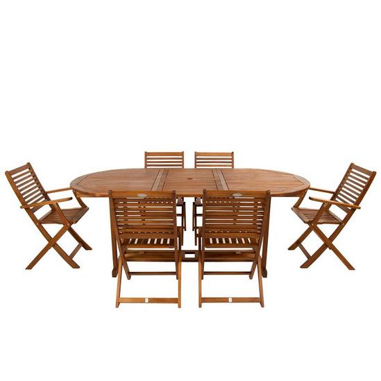 Charles Bentley Acacia Hardwood Furniture Set with Extendable Table & 6 Chai 3