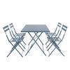 Charles Bentley 4 Seater Rectangular Folding Metal Dining Set Orange/Navy Grey thumbnail 6