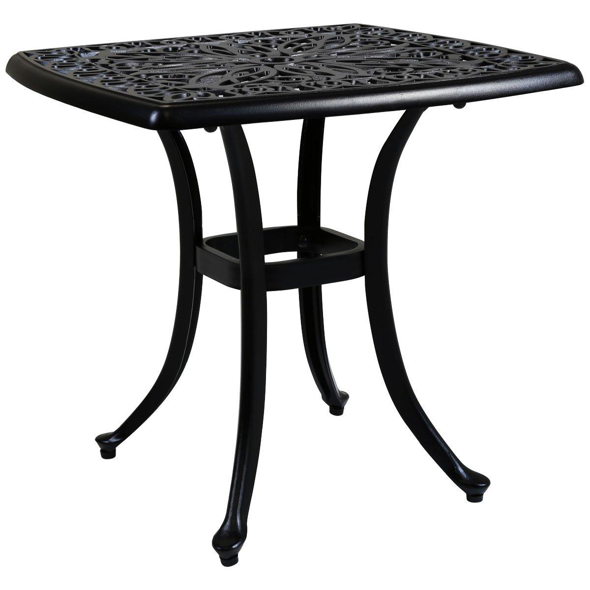 Cast Aluminium Black Side Table Patio Poolside Garden Furniture