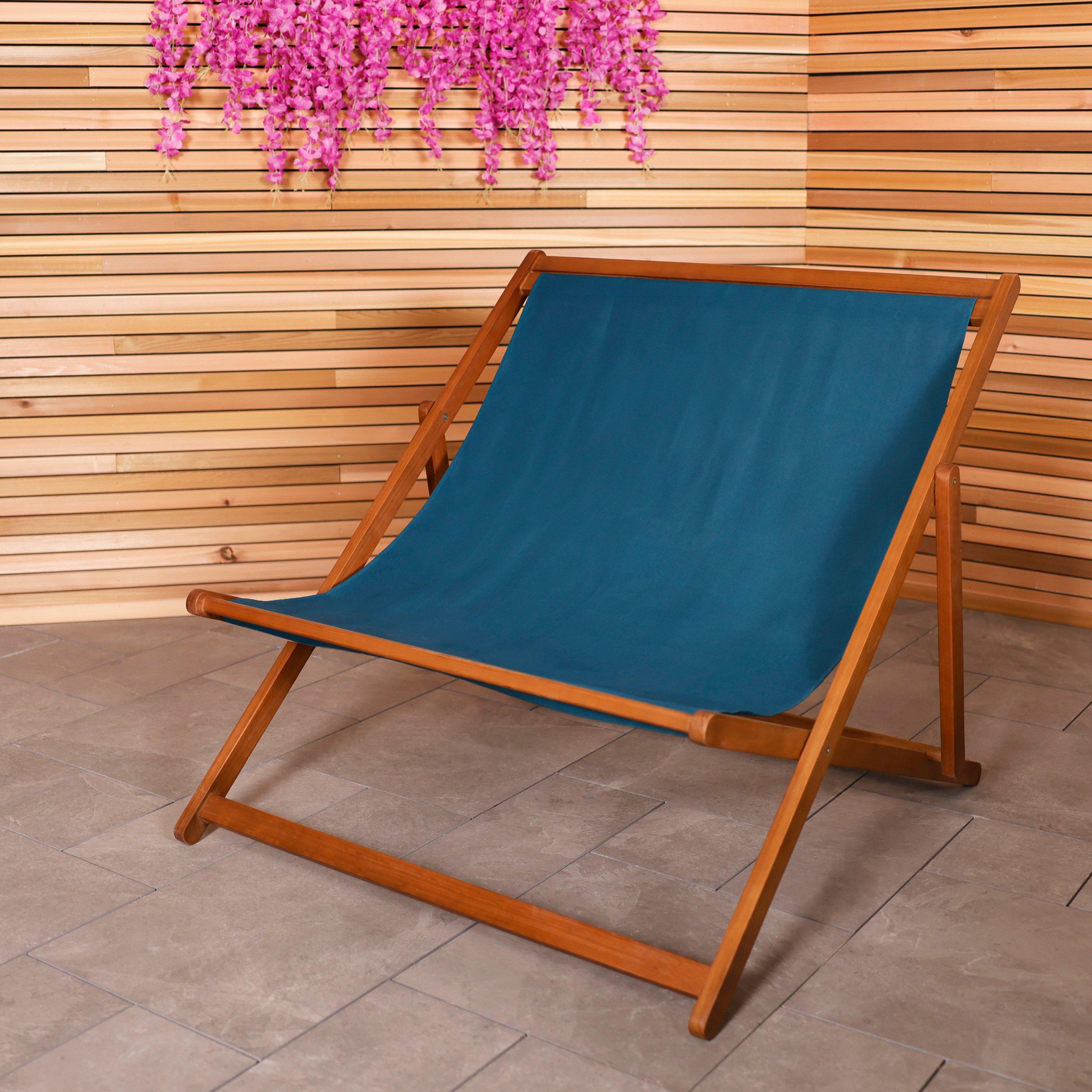 Eucalyptus Wooden Double Deck Chair for Outdoors and Garden