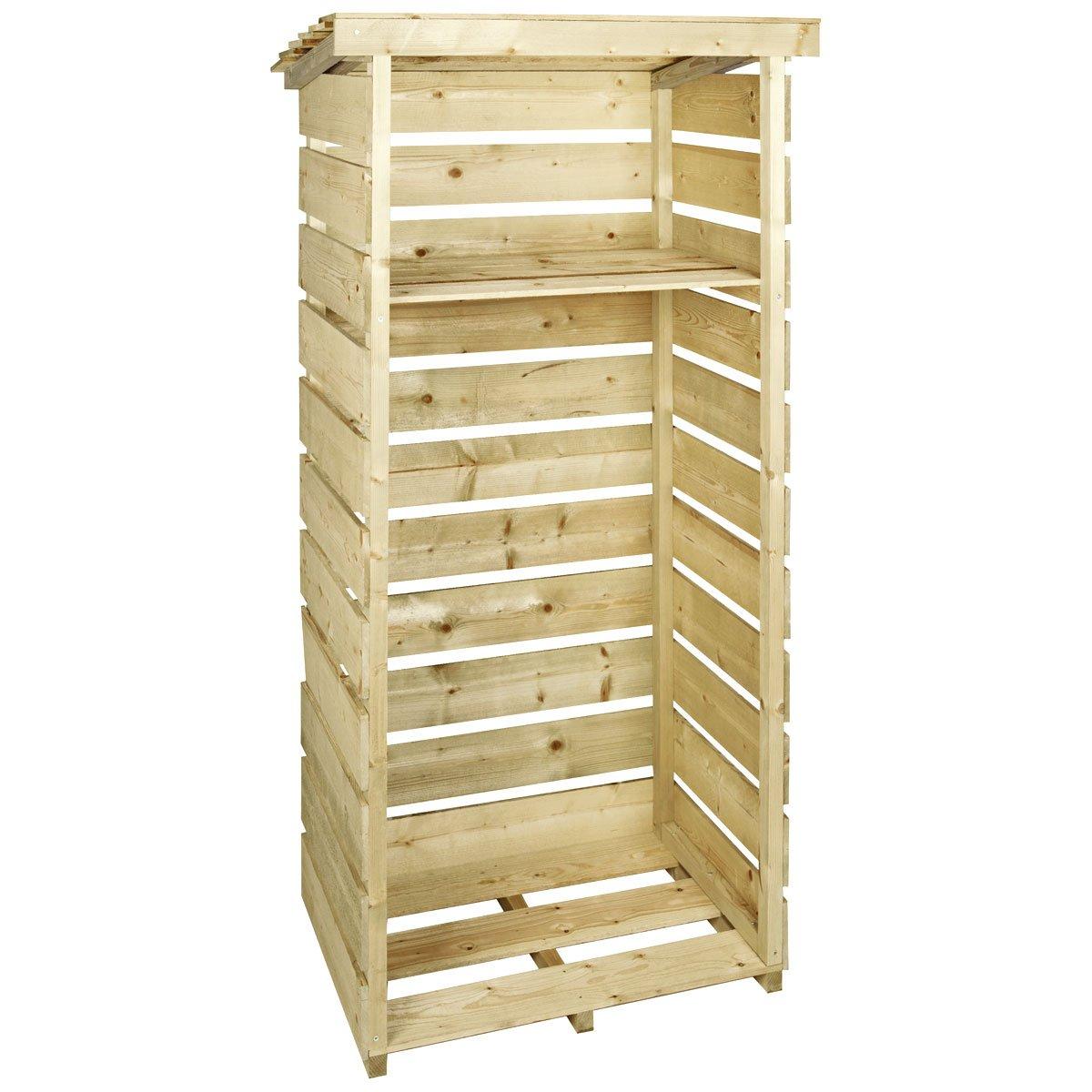 Wooden Single Tall Log Store Firewood Garden Storage Unit