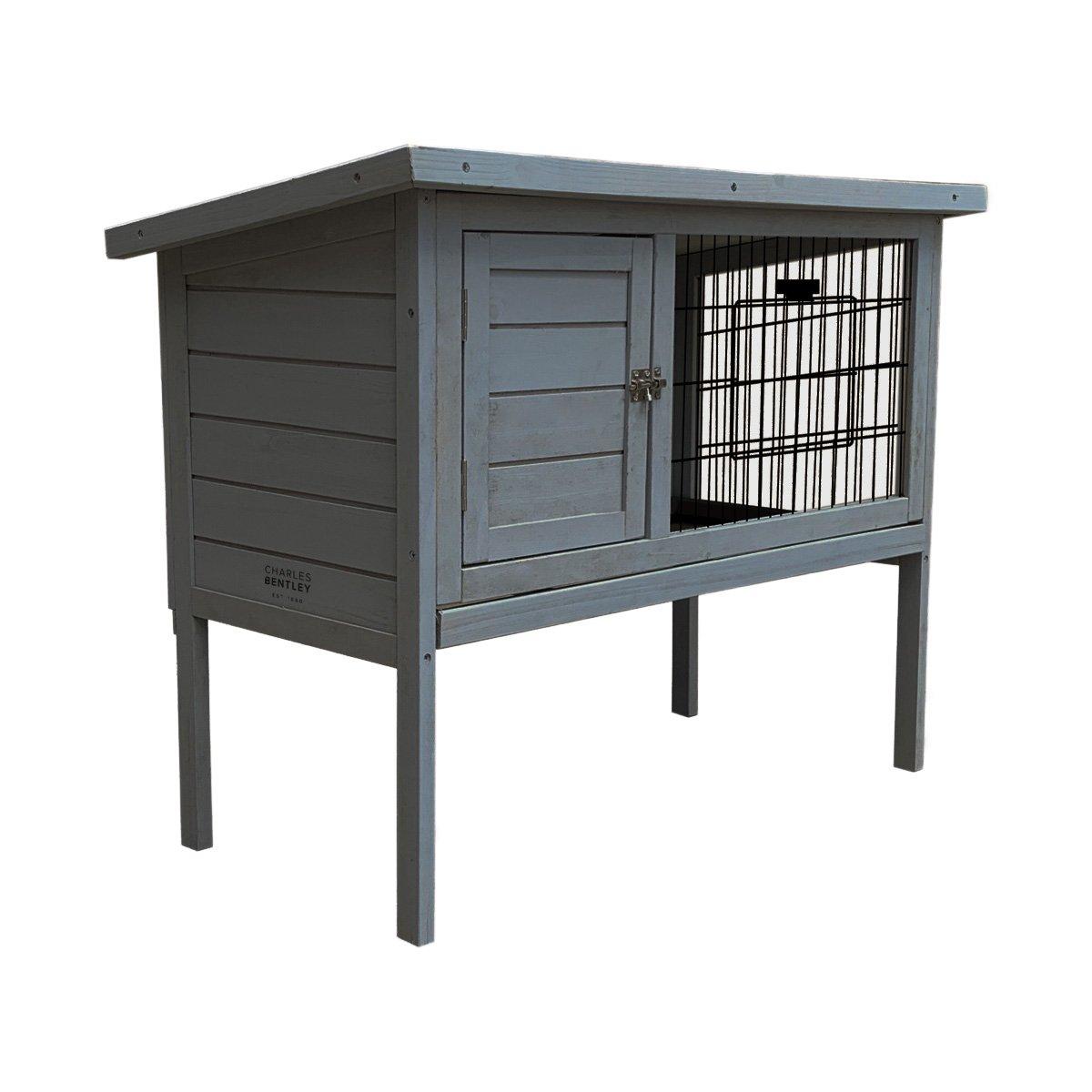 Wooden Pet Hutch Guinea Pig Cage Run w/ Cleaning Tray Grey/Brown
