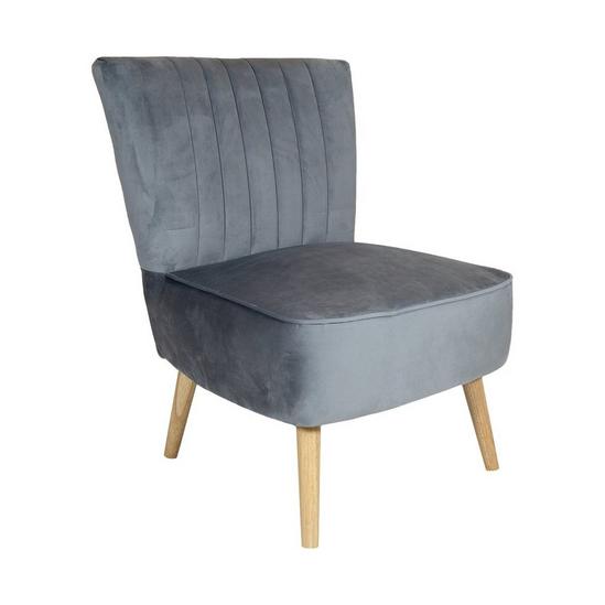 Charles Bentley Velvet Cocktail Occasion Accent Chair Solid Wood Legs Grey 1